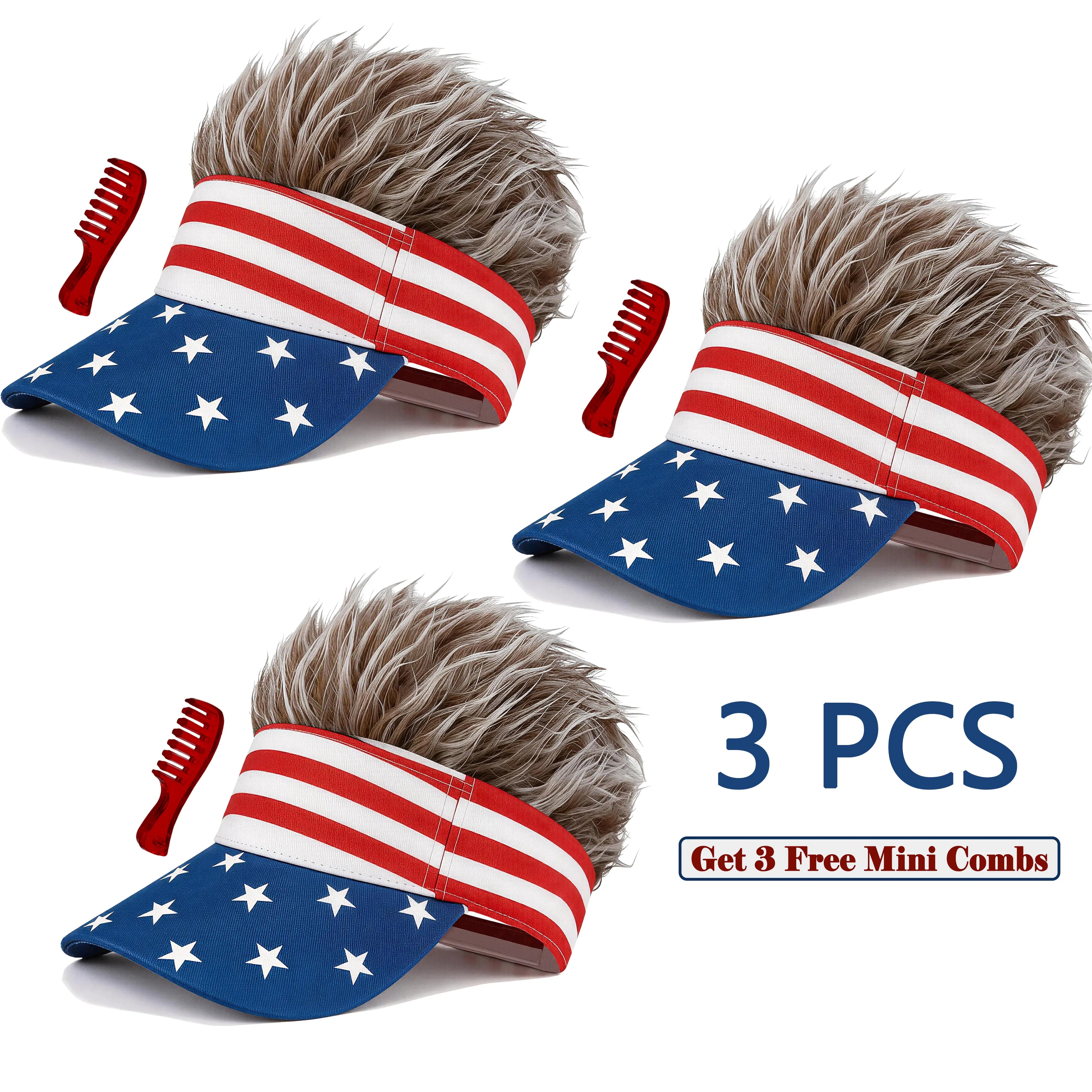Adjustable American Flag Wig Hat for 250th Independence Day