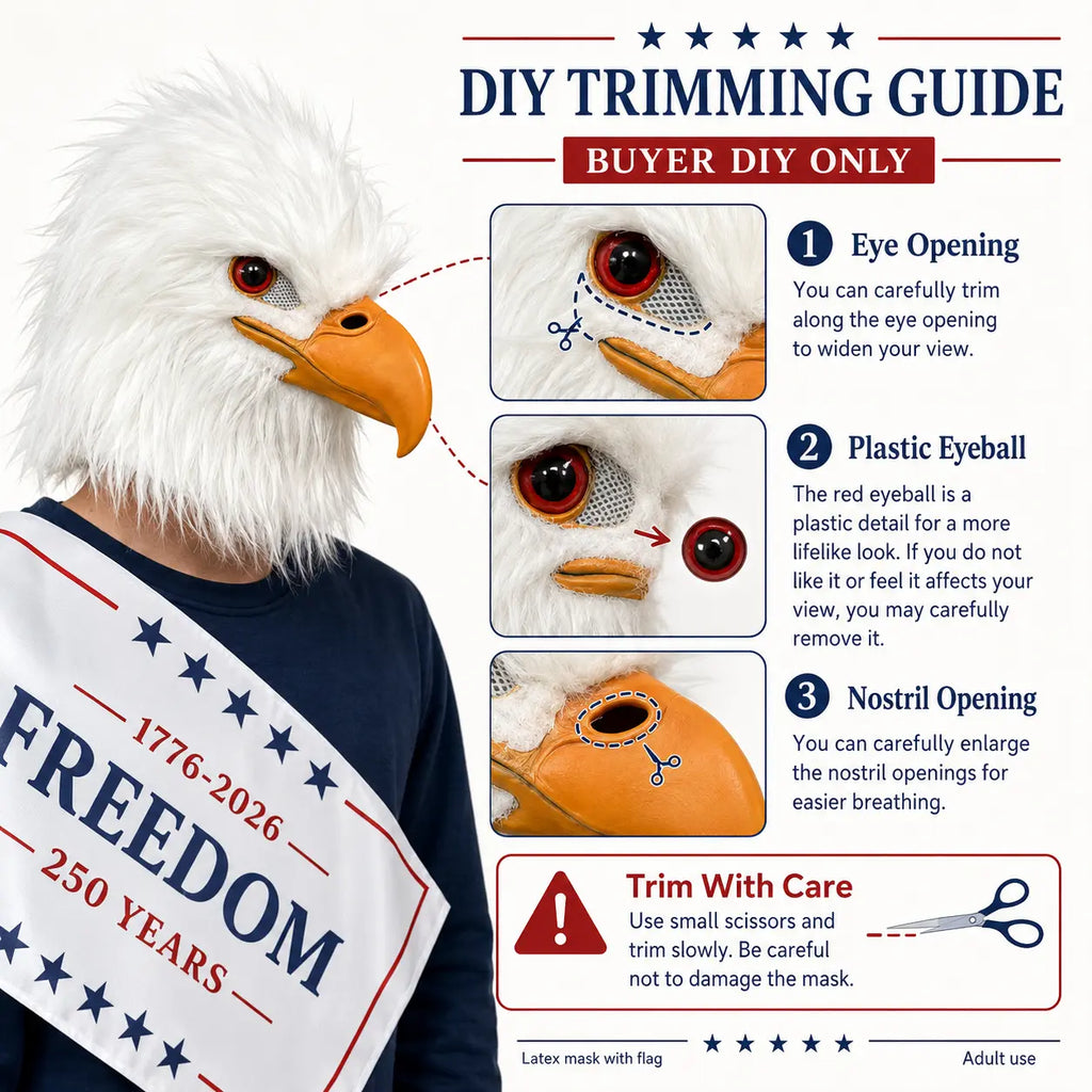 Patriotic Eagle Latex Mask for Fourth of July Halloween and Party Cosplay