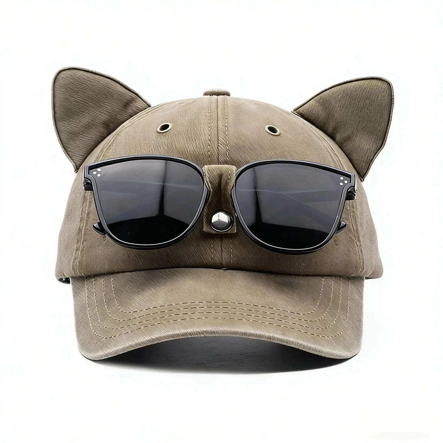 Y2K Cat Ear Trucker Hat with Detachable Sunglasses