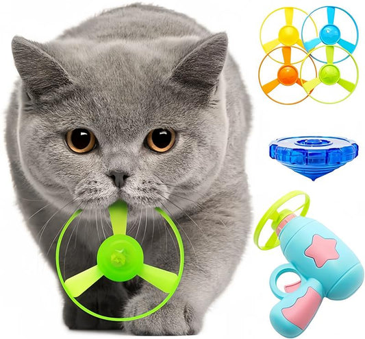 Pet Flying Disc Launcher Set | Interactive Fetch & Chase Toy for Cats & Dogs