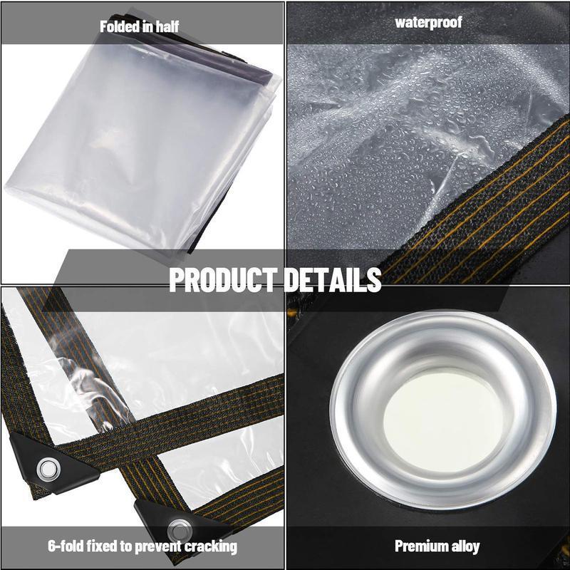 7x11FT Heavy-Duty Waterproof Clear Tarp with Grommets for Outdoor Plant & Patio Protection