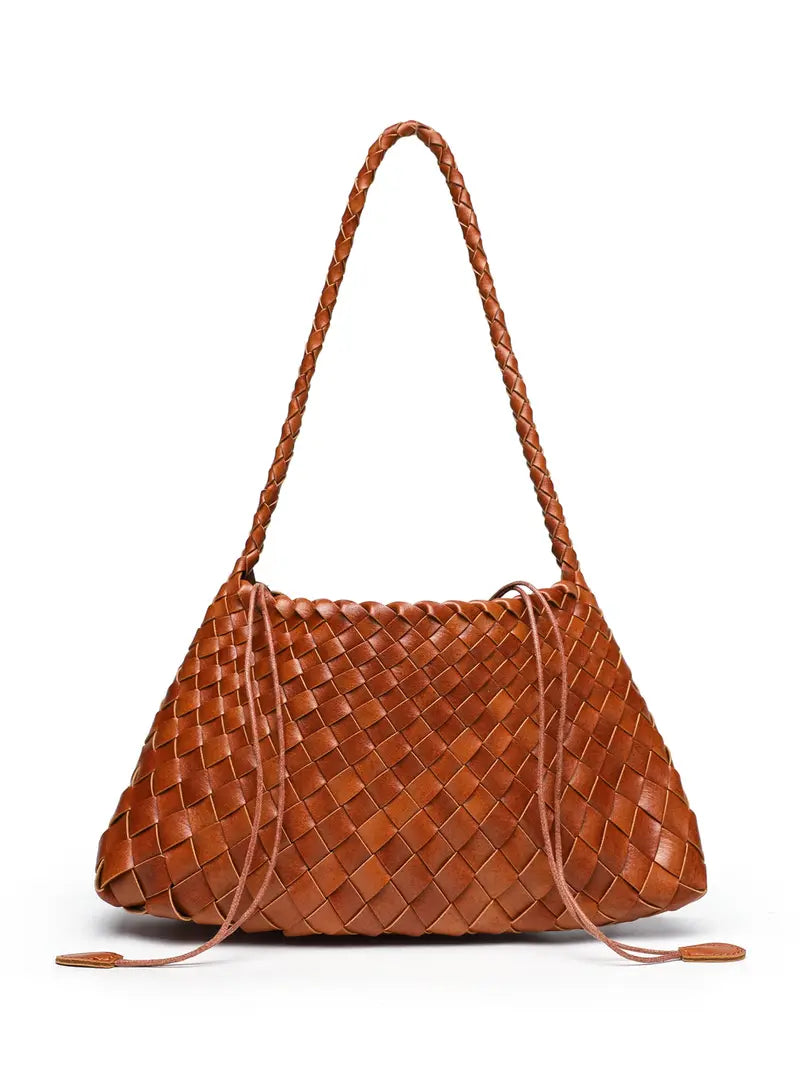 Handmade Woven Beach Bag, 2026 New Luxury Crossbody Shoulder Bag, Casual Plain Design, All Seasons, 18 Colors, Includes Inner Pouch