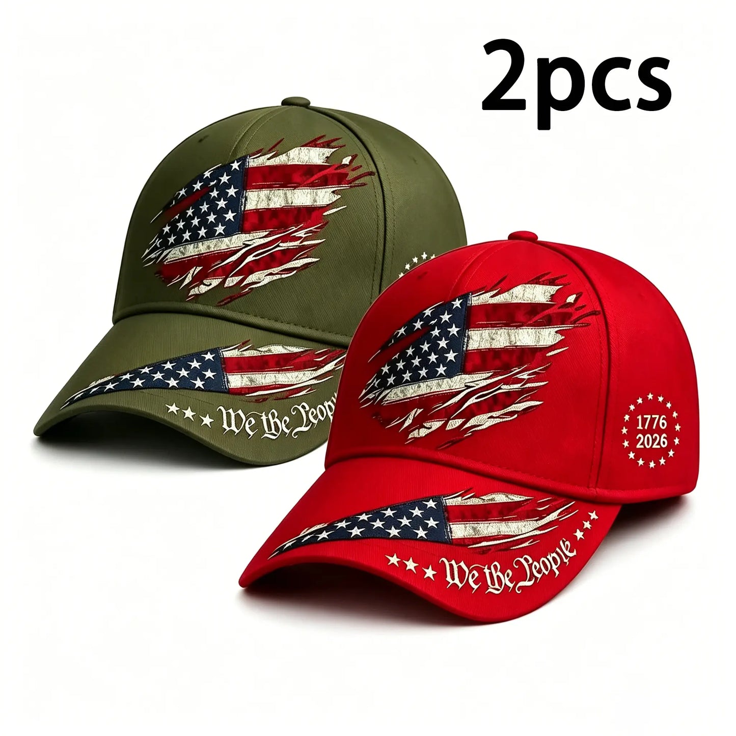 2pcs 250th Anniversary Print Baseball Cap, Adjustable Unisex Sun Cap