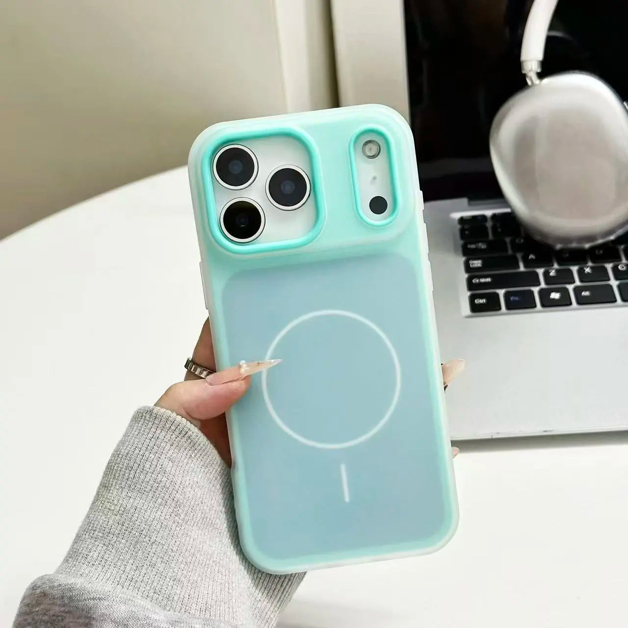 Color-Block Matte Translucent Magnetic Shockproof Case for iPhone 17-11 Series