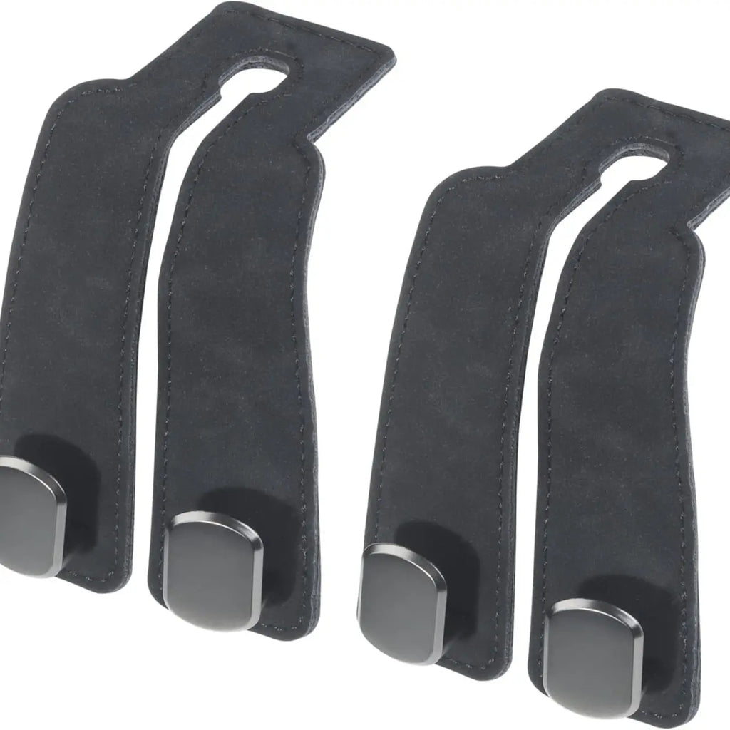 2pcs Heavy-Duty Car Seat Headrest Hooks – Leather & Metal Purse Organizer for Handbags & Groceries
