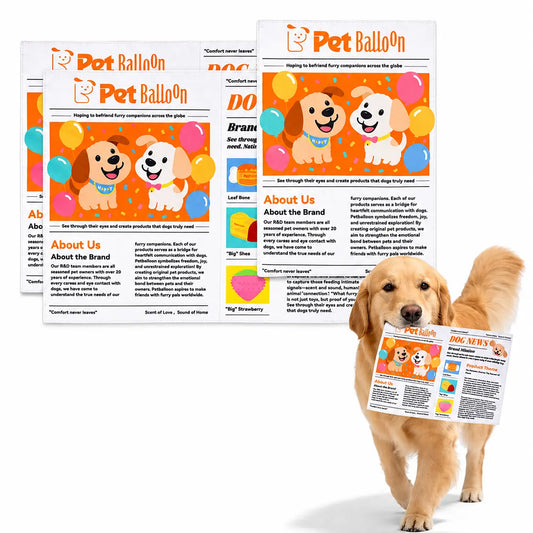Durable Crinkle Balloon Dog Toy - Newspaper Print Chew Toy for Boredom Relief & Teeth Cleaning