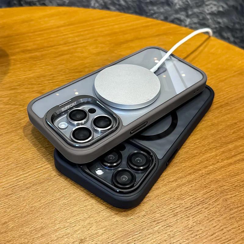 MagSafe Clear Magnetic Case with Built-in Stand & Camera Lens Protector for iPhone 18 Pro Max