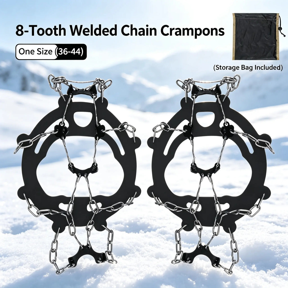 Lightweight Ice Cleats for Shoes & Boots – Anti-Slip Snow Traction Crampon Grips