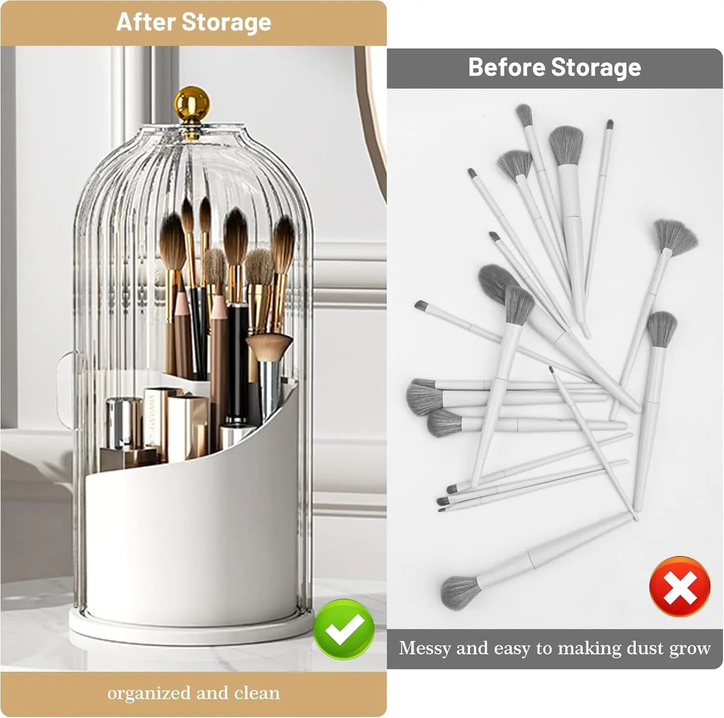 360° Rotating Clear Toothbrush Holder with Transparent Door – Countertop Bathroom Vanity Organizer (1-Pack)