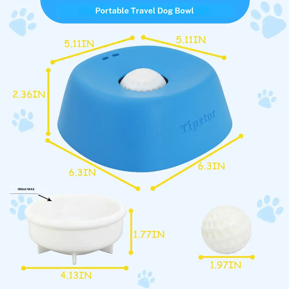 Yipetor Slow Feeder Dog Licking Bowl with Rolling Ball – No-Spill Liquid Treat & Yogurt Feeder