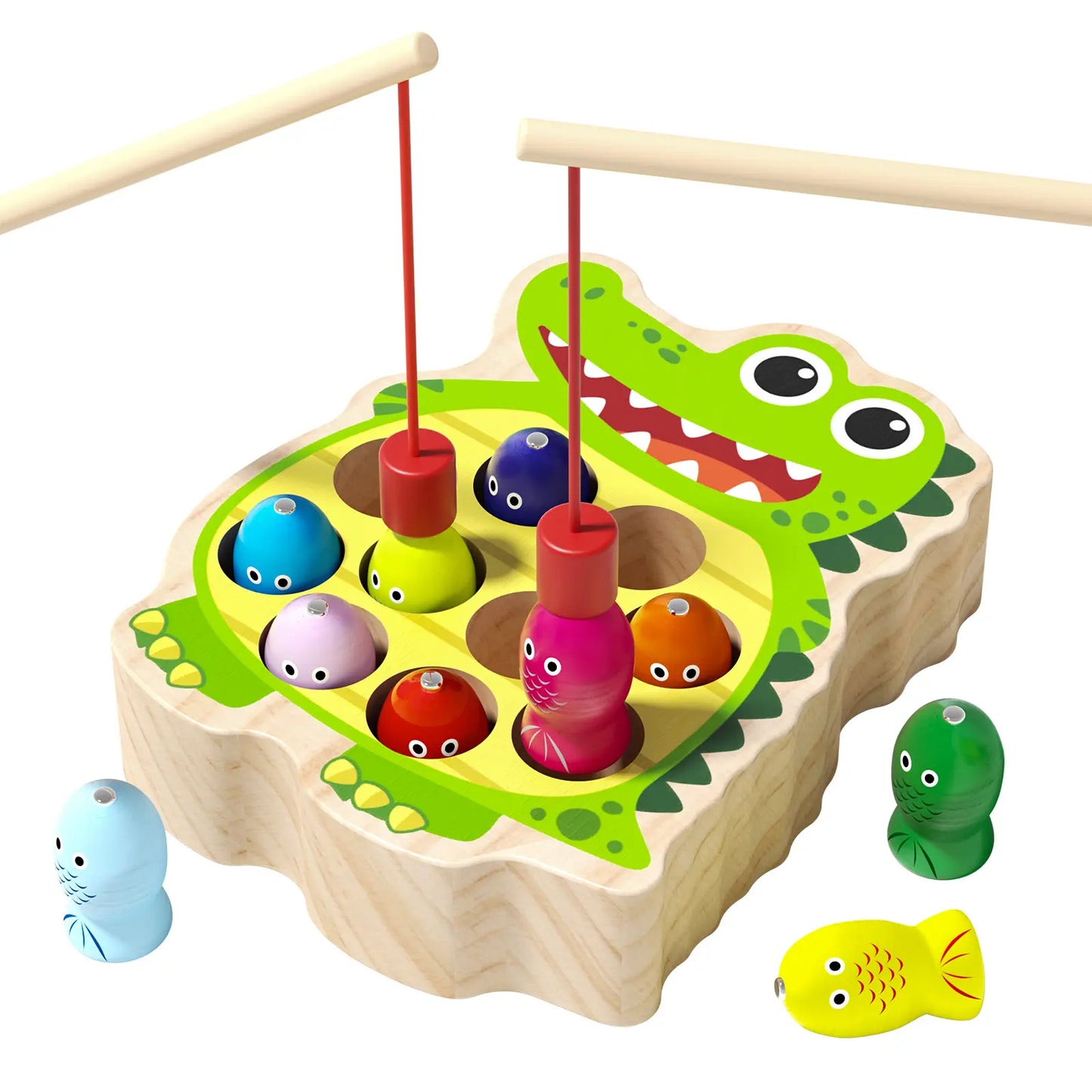 Magnetic Fishing Game Toy – Montessori Wooden Fine Motor Skills Activity Board for Toddlers