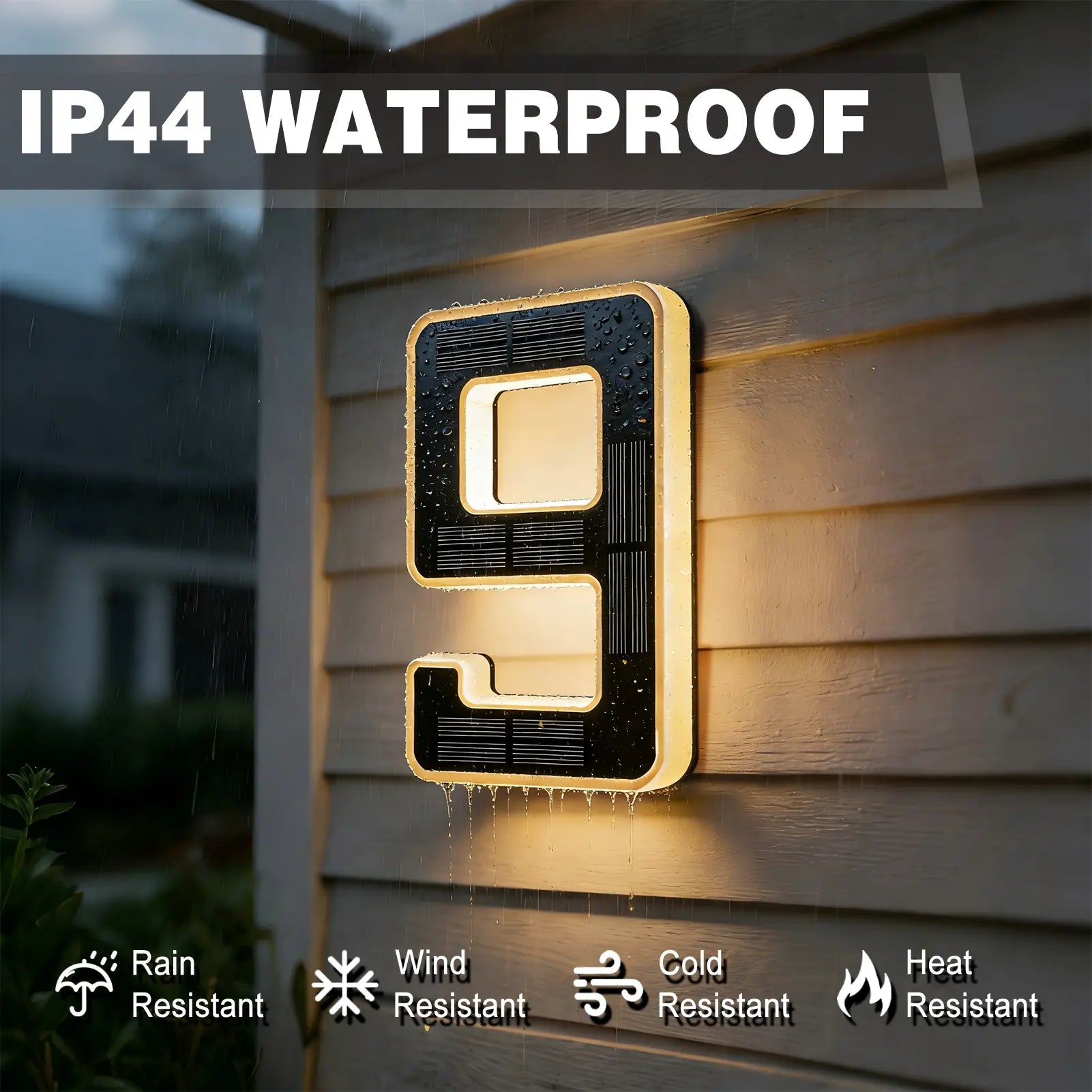 ISUNMEA 6.7 Inch Solar Lighted House Numbers for Outside, Light Up Waterproof LED Address Signs for Houses, Backlit Illuminated Exterior Modern House Numbers Light