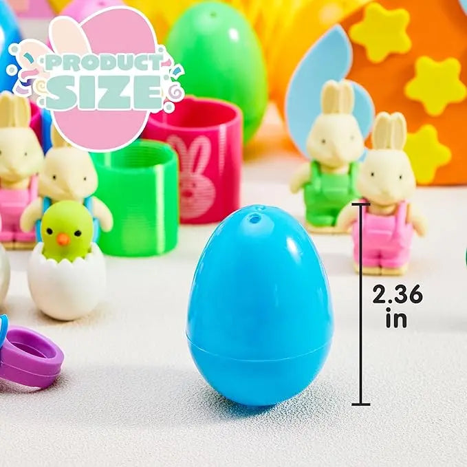 Prefilled Easter Eggs Toys and Stickers for Easter Egg Hunt, Filled with Toys Party Favors for Kids Boys Girls Easter Eggs Hunt, Basket Stuffers Fillers, Classroom Prize Supplies Kids Outdoor Play
