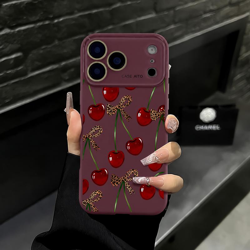 Coquette Cherry Bow Clear Case for iPhone 18 Pro Max – Trendy Cherry Aesthetic Phone Cover