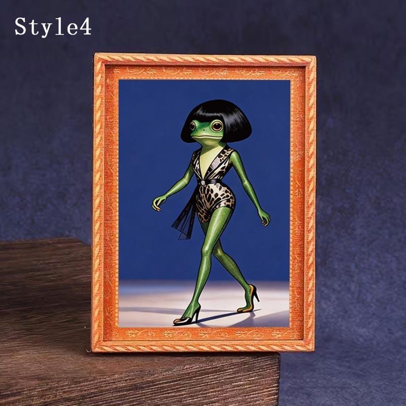 1pc Funny Frog Magnet - Mini Fridge Magnet with Green Frog & Haircut, Modern Kitchen Decor, Durable Wood Construction for Refrigerator, Fridge