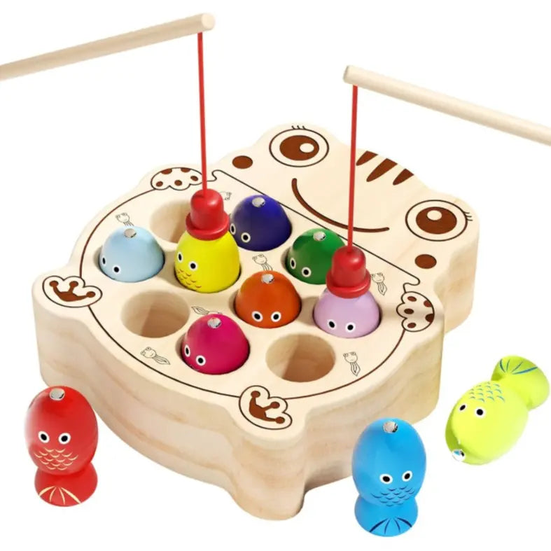 Magnetic Fishing Game Toy – Montessori Wooden Fine Motor Skills Activity Board for Toddlers