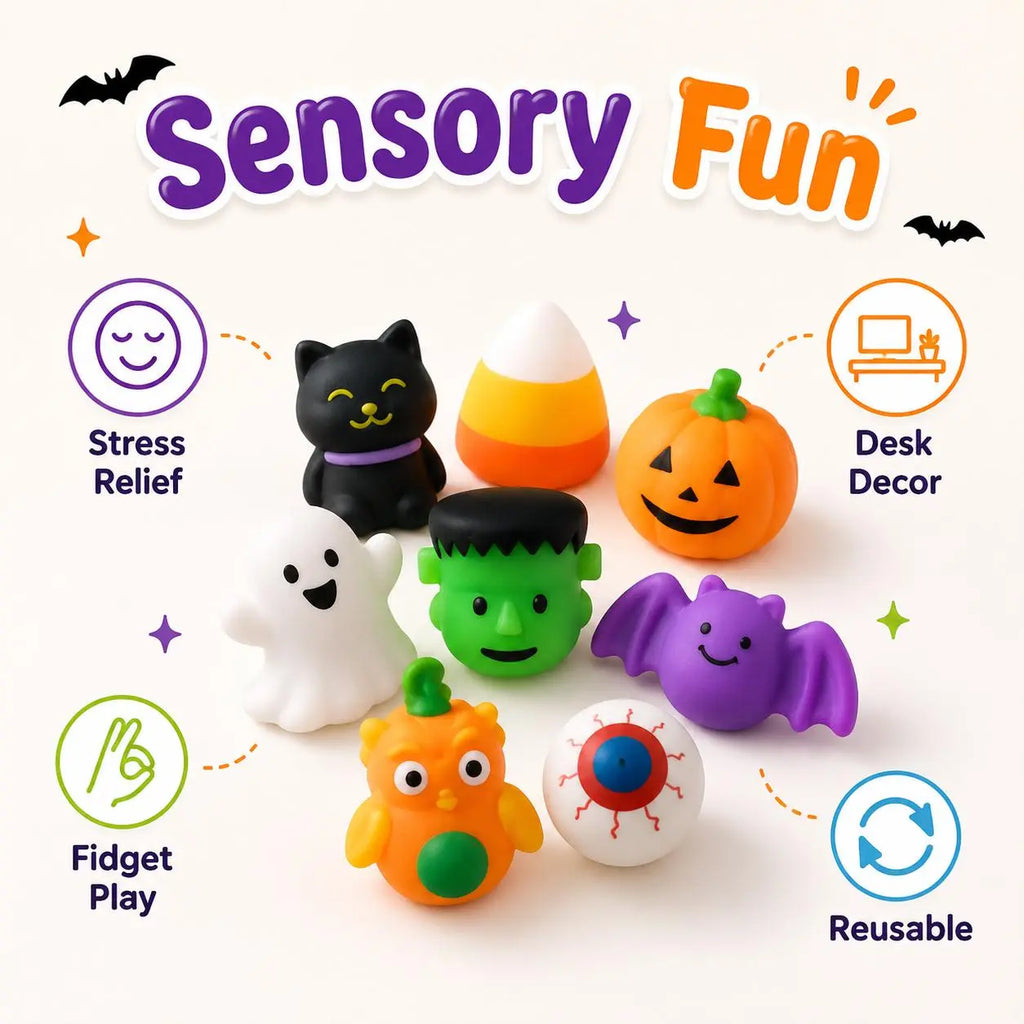 Halloween Mochi Squishies Kit – Mini Spooky Party Favors & Trick-or-Treat Bag Fillers