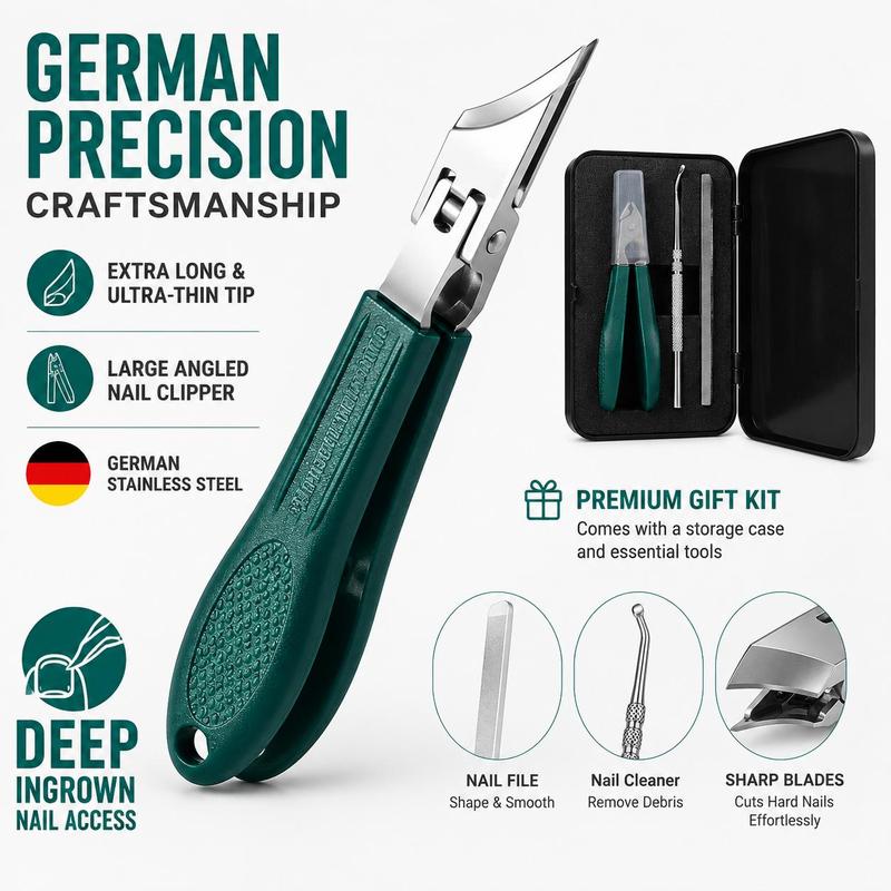 Anti-Splash Eagle Beak Beveled Nail Clipper Set (3-Piece) – Wide Jaw Stainless Steel Care Kit