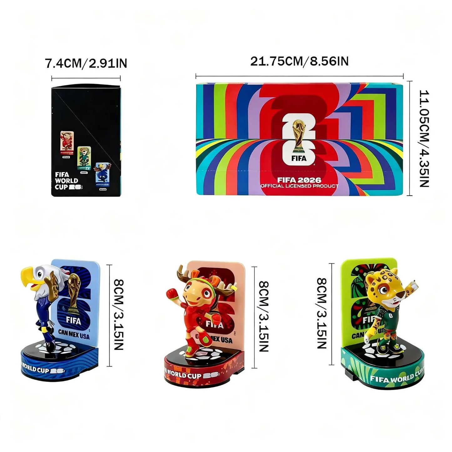 [Set of 3] FIFA 2026 World Cup Mascot Official Licensed Toy Figurines Collectable Soccer (Maple, Zayu & Clutch) Summervibes outdoorfun anime collectible