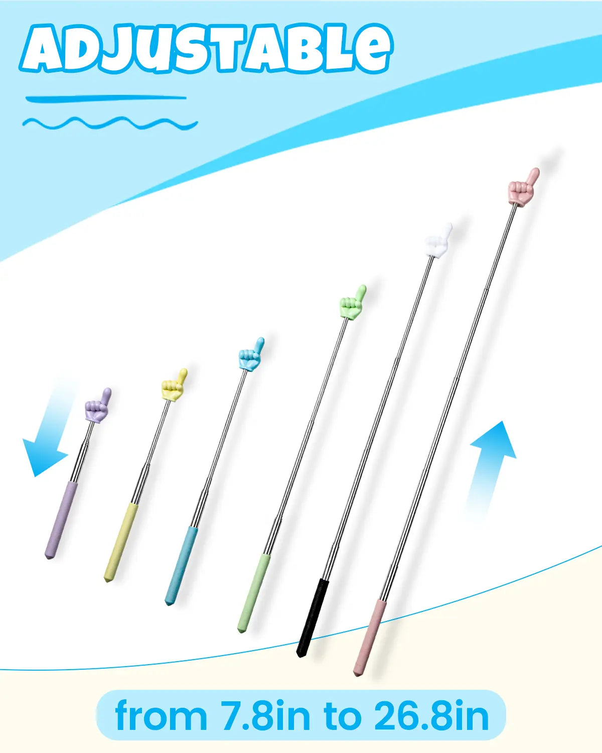 6PCS Extendable Finger Pointer Sticks for Classroom
