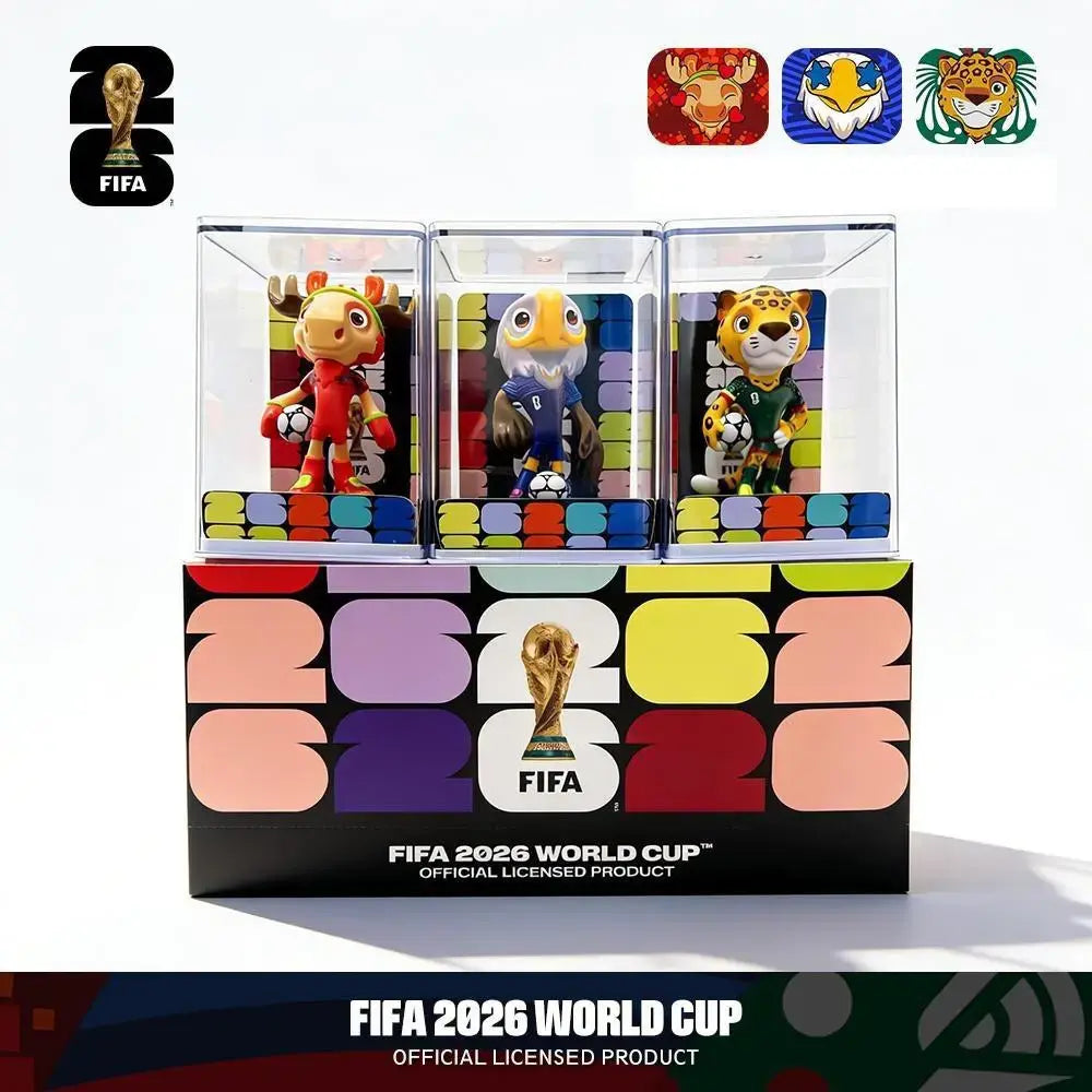 【 FIFA Official Licensed 】2026 World Cup Mascot Set Collectible Figurines, Canada Maple Mexico Zayu Usa Clutch 9cm Toy Statue