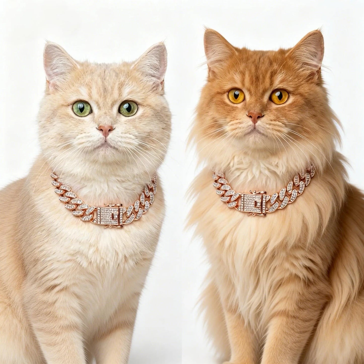 BenOphis Rose Gold Metal Cuban-Style Cat & Dog Necklace - Crystal & Bowtie Pet Neck Accessory, Safety Clasp, for Medium-Large Cats & Small Dogs, All-Seasons Animals Jewelry