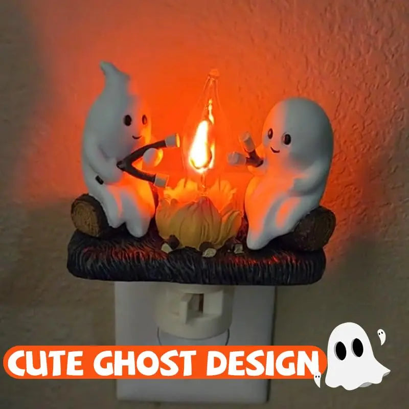 Ghosts Campfire Night Light – Plug-in Flicker Flame LED Wall Lamp