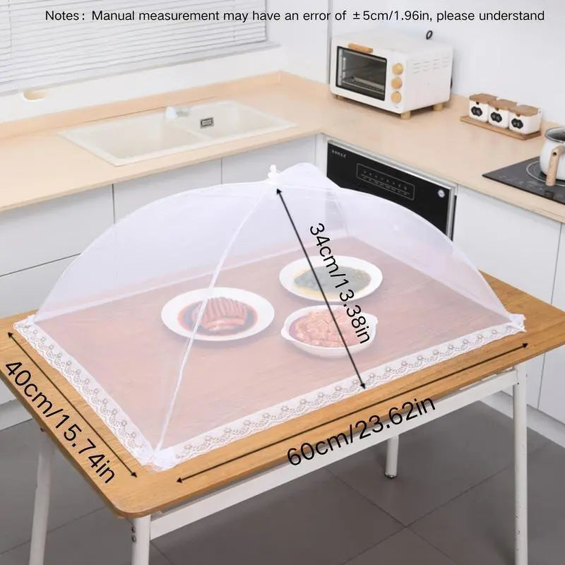 Foldable Food Cover, Mesh Food Cover, Portable Food Shelter, Picnic Supplies, Ideal for Outdoor Picnics, Bbqs & Parties, Containers, Household Items, for Salad, White, Kitchen, Utensils, Lightweight，Fruit Hygiene Barbecue