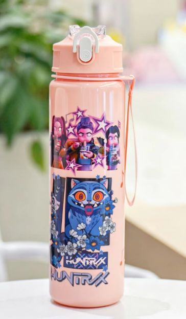 K-Pop  Water Bottle with Lid and Straw, Reusable Hard Plastic, 700ML Eco-Friendly, Perfect for School, Travel, Halloween Party