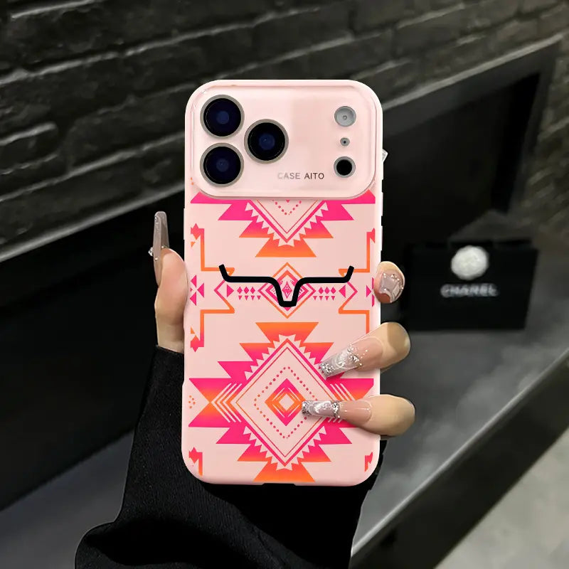 Western Bull Horn Aztec Geometric MagSafe Case – Gradient Ethnic Tribal Shockproof Cover for iPhone 17 Pro Max