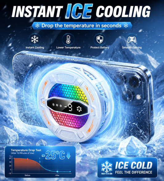 Gaming Phone Cooler – Semiconductor Cooling Fan with LED Display for iPhone & Android