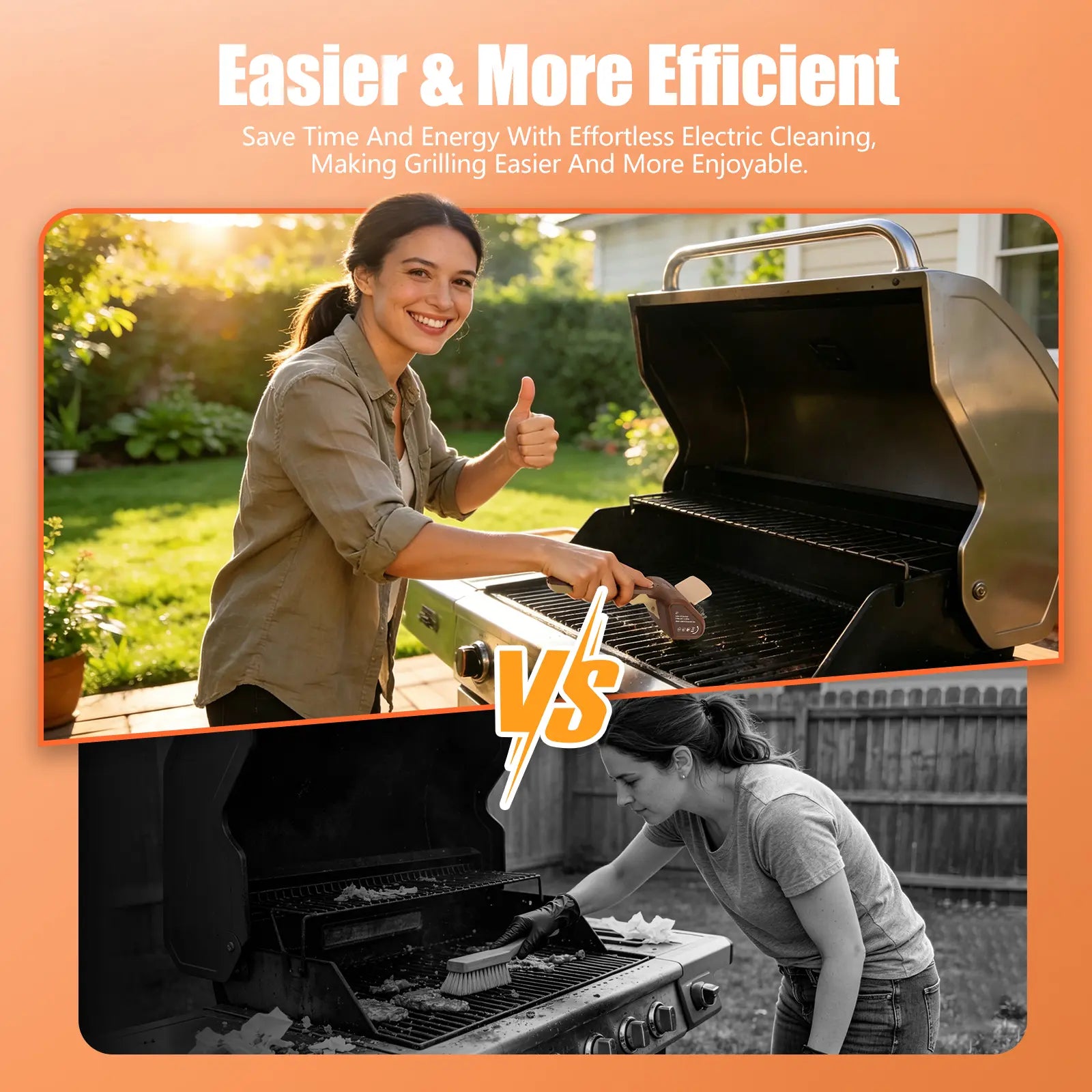 LRLY Electric BBQ Grill Brush, Safe Bristle Free with 2 Replaceable Heads, Cordless Rechargeable, Heavy Duty Fast Clean, Outdoor BBQ Cleaner for All Grill Types, Grill Season 2026