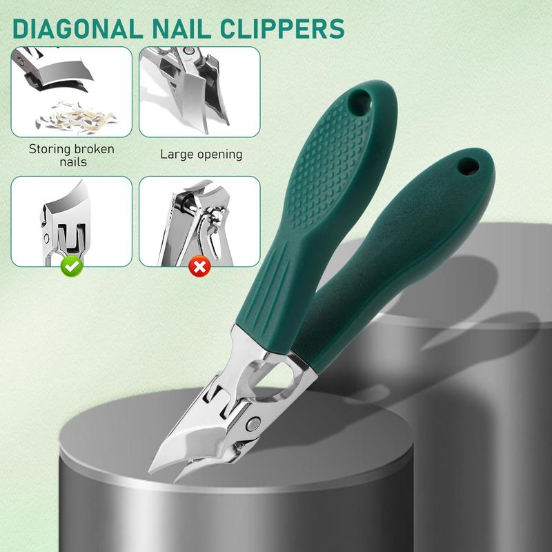 Anti-Splash Eagle Beak Beveled Nail Clipper Set (3-Piece) – Wide Jaw Stainless Steel Care Kit