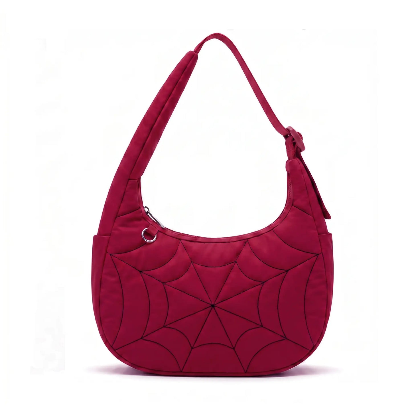 Spider Web Puffer Shoulder Bag for Women - Lightweight Quilted Nylon Crossbody Purse