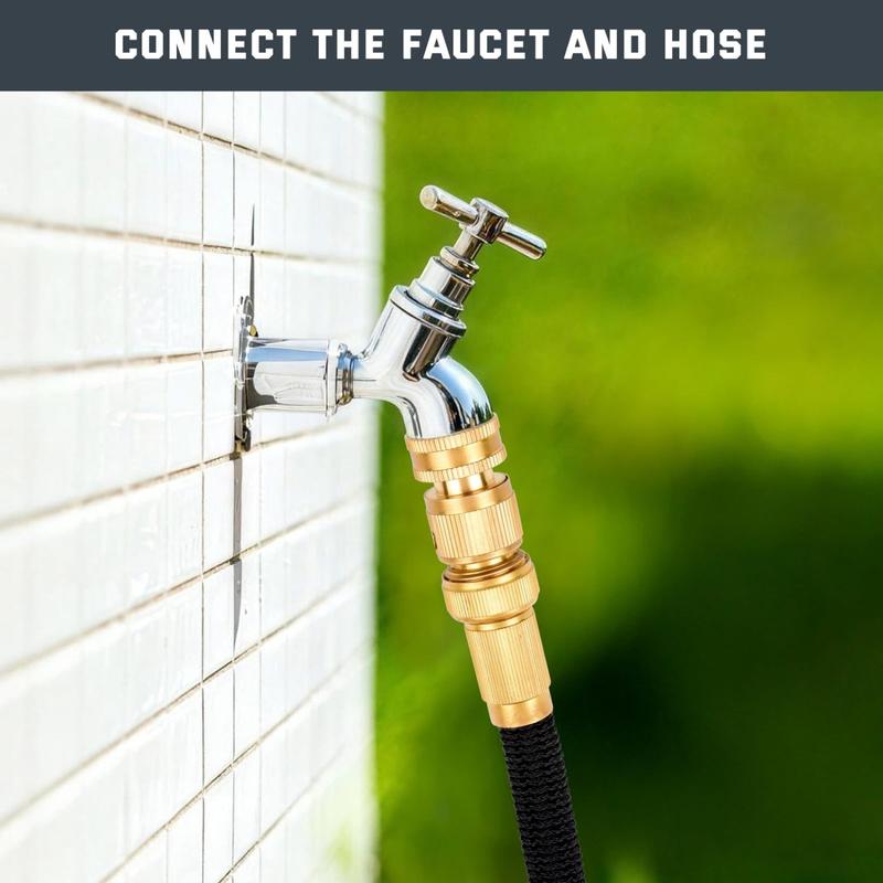 Garden Hose Quick Connector, 1 Set Solid Brass 3/4 Inch GHT Thread Fitting(NO Sprayer), No-Leak Water Hose Female & Male Adapter, Garden Hose Connectors, Summer Gardening Tool Accessories fathersdaygift