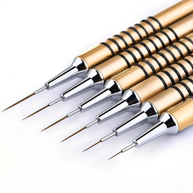 Nail Art Detailer Striping Brush Set with Metal Handles, 6-Piece Nail Liner Brush Kit for Manicure Painting, Nail Art Tools, Nail Art Accessories, Nail Supplies #GLOBAL PICKS