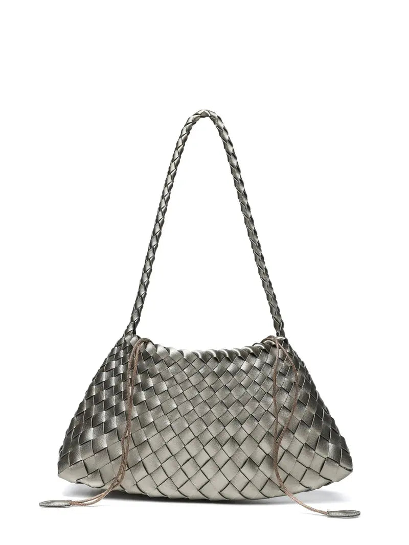 Handmade Woven Beach Bag, 2026 New Luxury Crossbody Shoulder Bag, Casual Plain Design, All Seasons, 18 Colors, Includes Inner Pouch