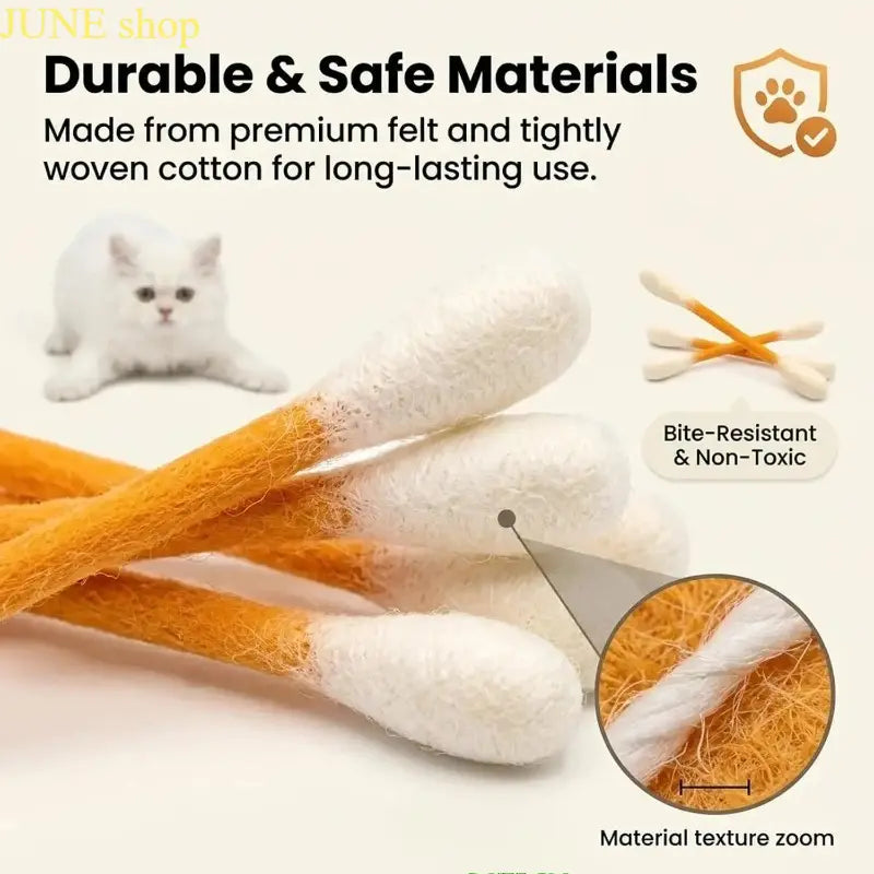 Giant Cotton Swab Cat Chew Toys for Teething and Interactive Play