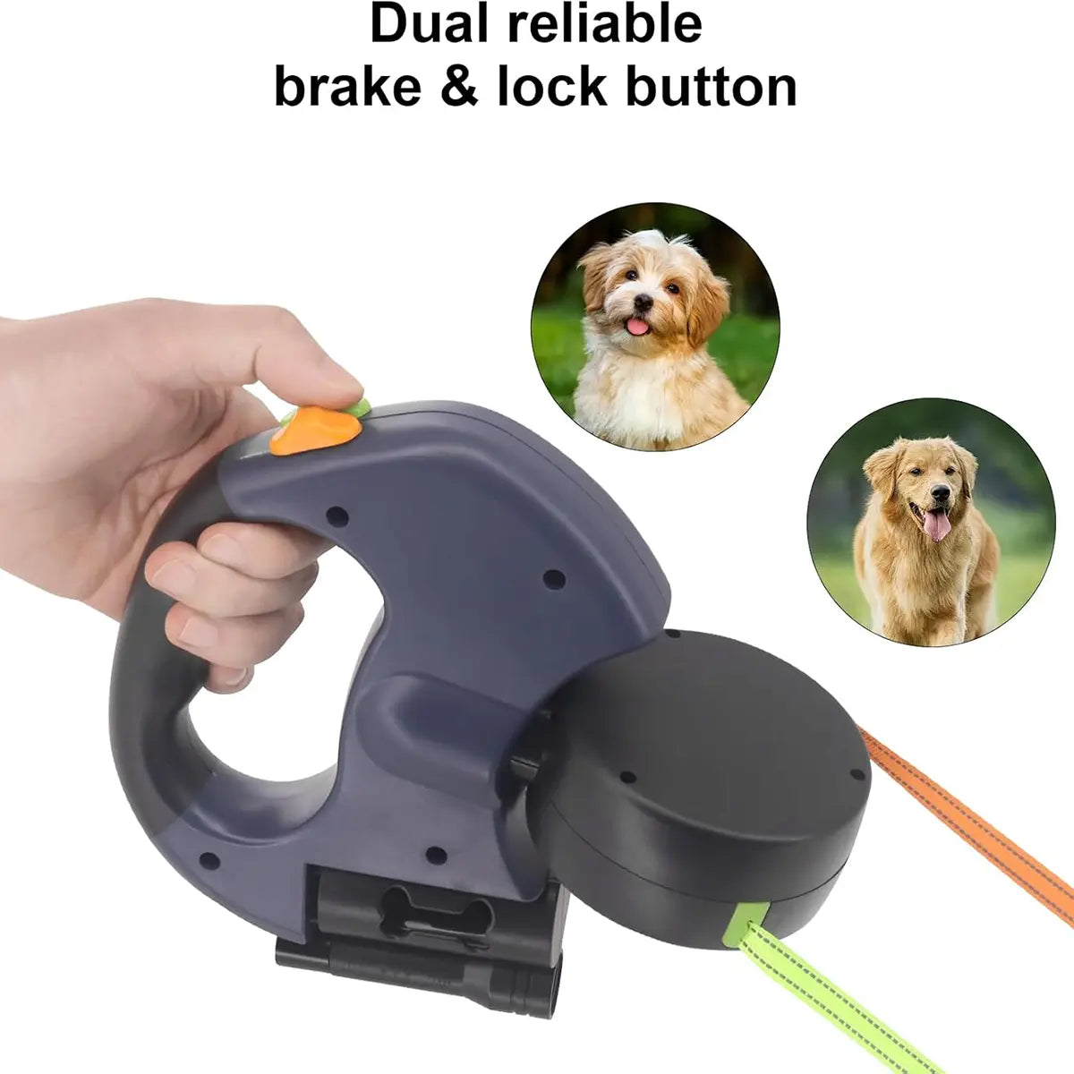 3M Dual Retractable Dog Leash with LED Light & Waste Bag Dispenser