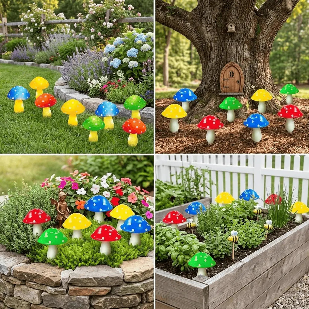 Solar Powered Mushroom Shaped Garden Light 1 Set Outdoor Decorative Lamp Solar Garden Ambient LED Light for Yard Patio Path Solar Landscape Lights Outdoor Pathway Lighting copper decoration