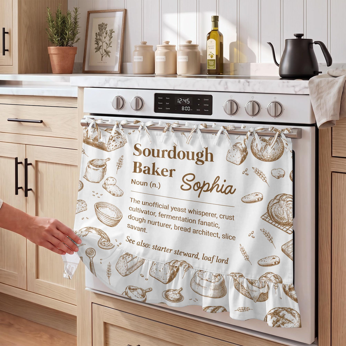 Sourdough Baker Noun, Personalized Oven Skirt Curtain, Gift For Bakers - 3