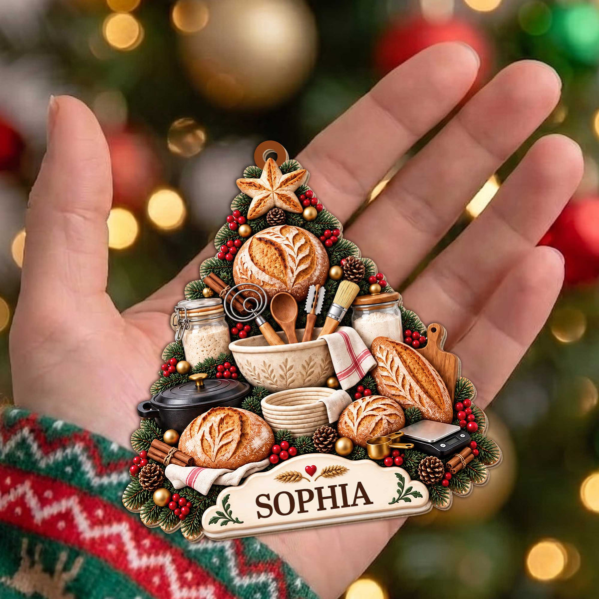 Sourdough Lover Holiday Dream, Custom Ornament, Gift For Bakers - 3