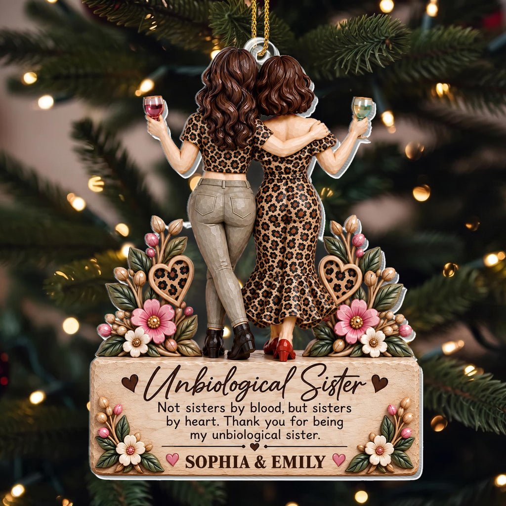 Unbiological Sister Personalized Acrylic Ornament, Gift For Besties - 1