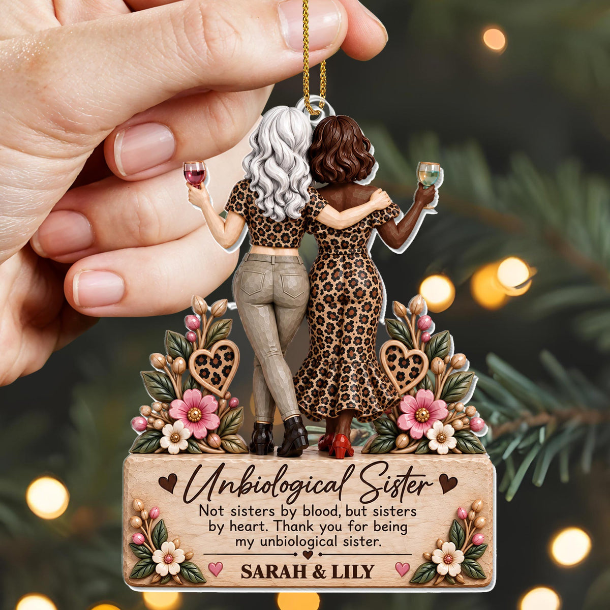 Unbiological Sister Personalized Acrylic Ornament, Gift For Besties - 4