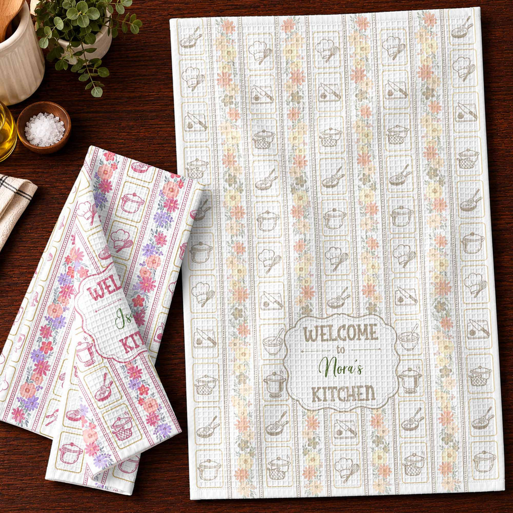 Welcome to My Kitchen, Personalized Kitchen Towel, Gift for Cooks - 9