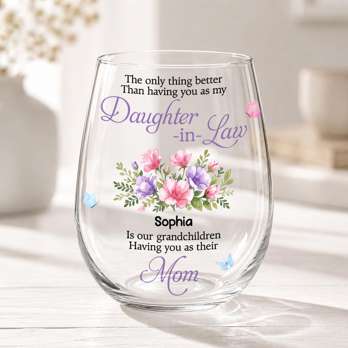 Daughter In Law Wine Glass, Gift For Daughter In Law And Mom Lovers - 2