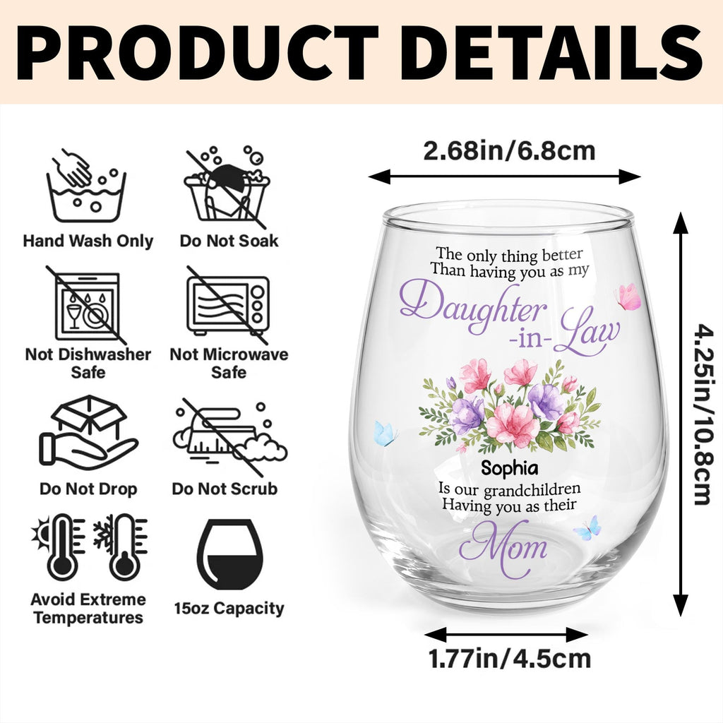 Daughter In Law Wine Glass, Gift For Daughter In Law And Mom Lovers - 11