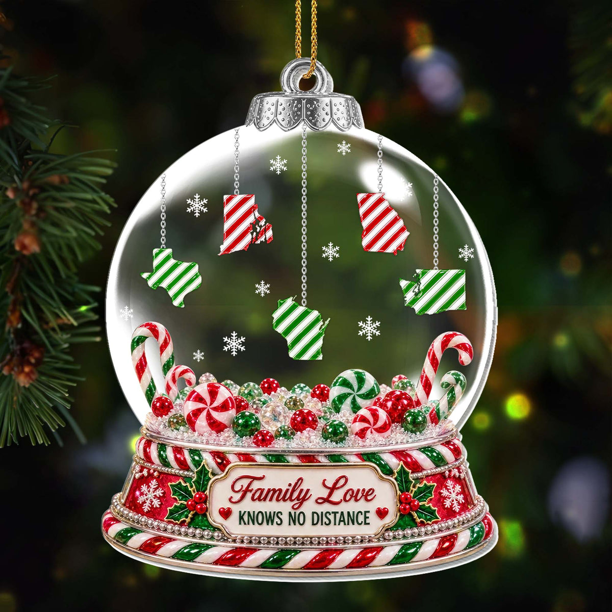 Family Love Knows No Distance, Personalized Acrylic Ornament, Gift For Family - 1