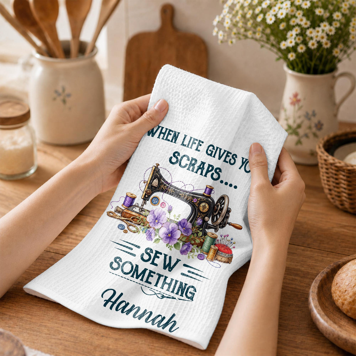 When Life Gives You Scraps Sew Something, Kitchen Towel, Sewing Gift - 4
