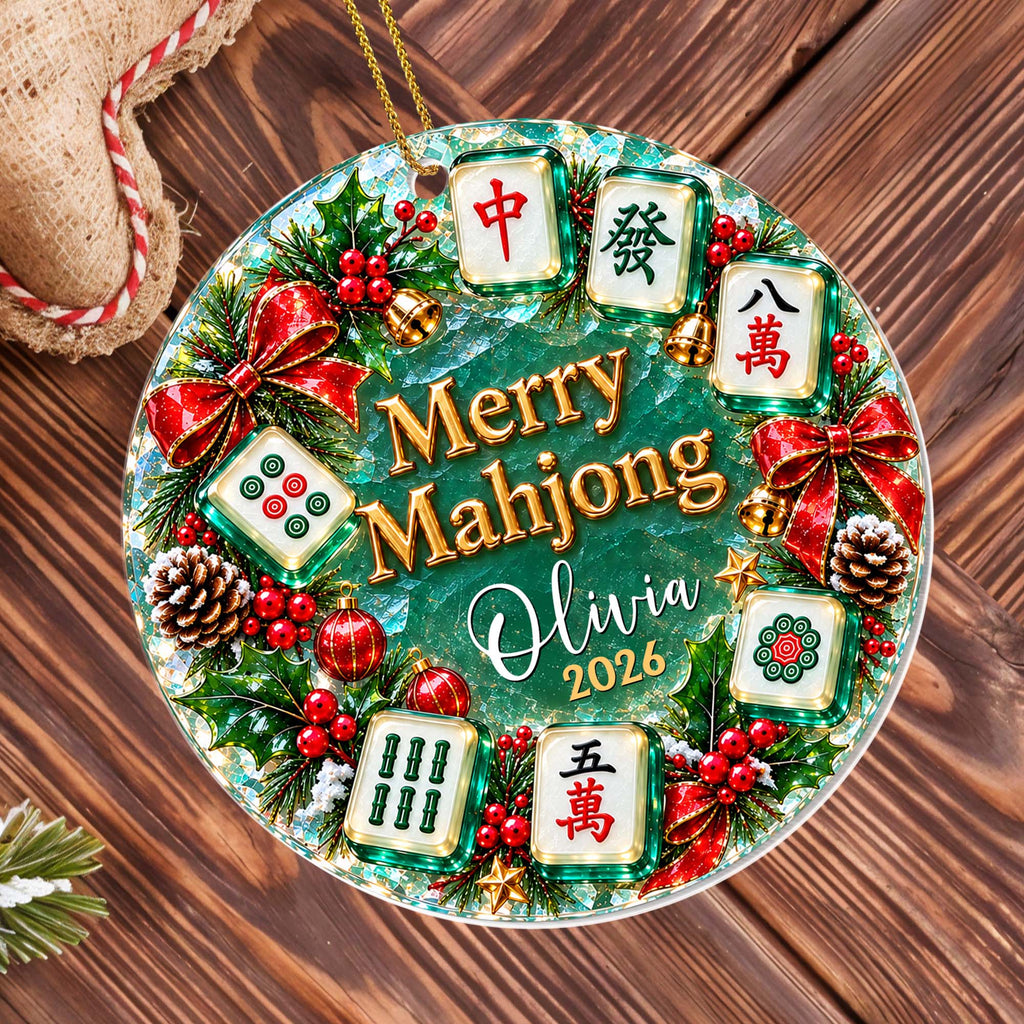 Merry Mahjong, Personalized Custom Acrylic Ornament, Gift For Mahjong Lovers - 2